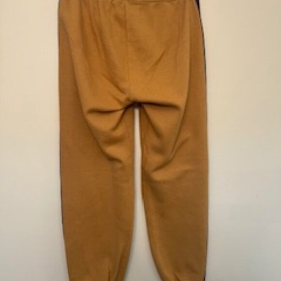 AVIATOR NATION 5 Stripe Sweatpants Joggers L Gold Khaki Velvet Retro Athleisure - Picture 3 of 8